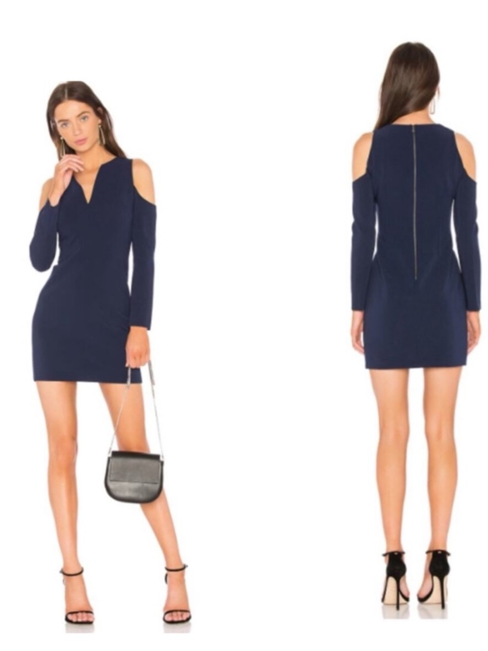 Alice + Olivia Navy Cold Shoulder Long Sleeve Mini Dress Sapphire Size 0